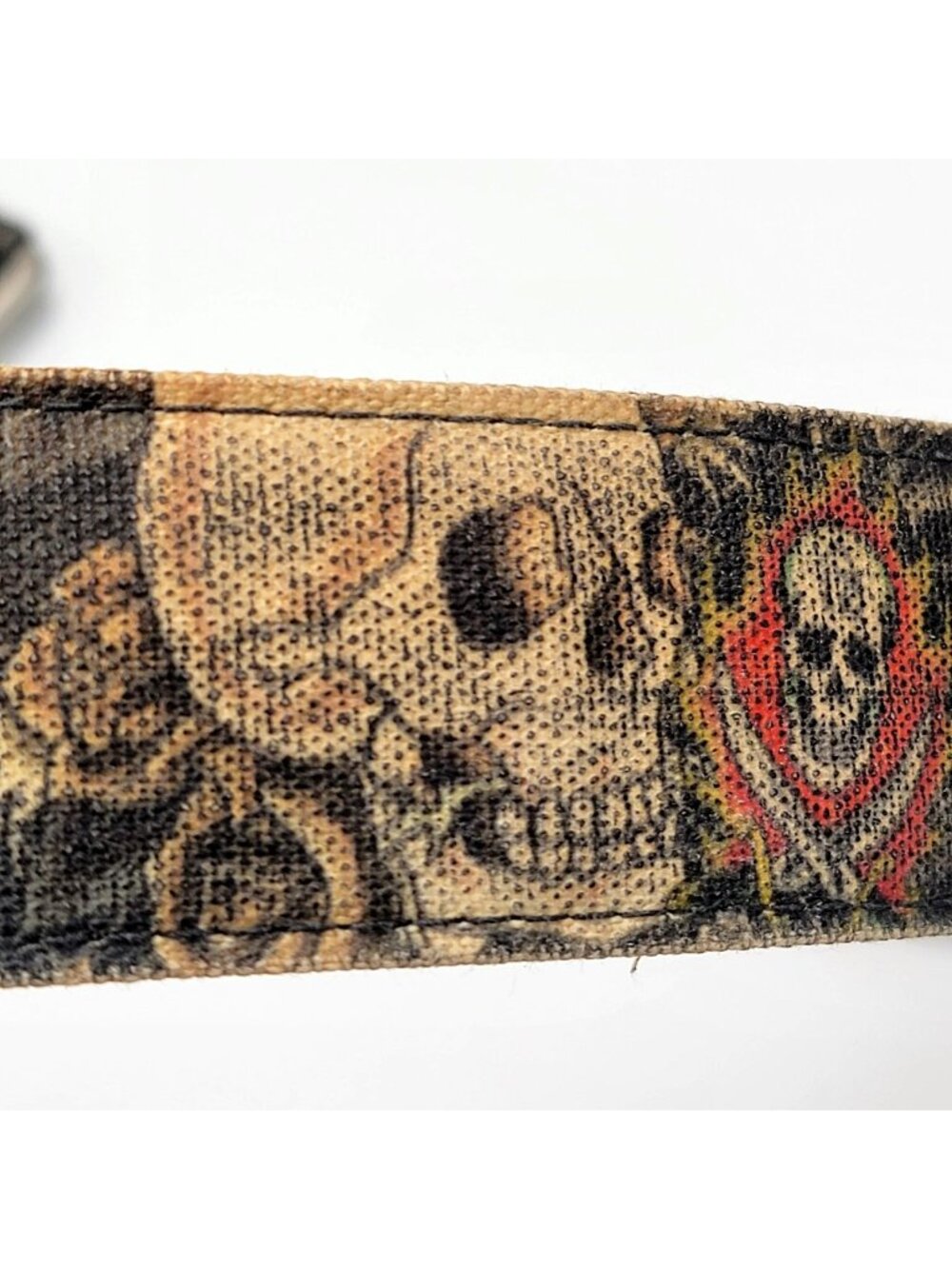 Vtg Y2K Ed Hardy Gothic Handmade Leather Belt with Skull Design & Stud Details S